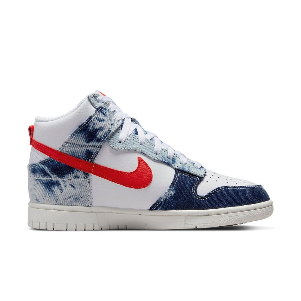 Nike Dunk High Denim Blue White/Sail/Habenero Red Unisex W8 M6.5 - Picture 14 of 16